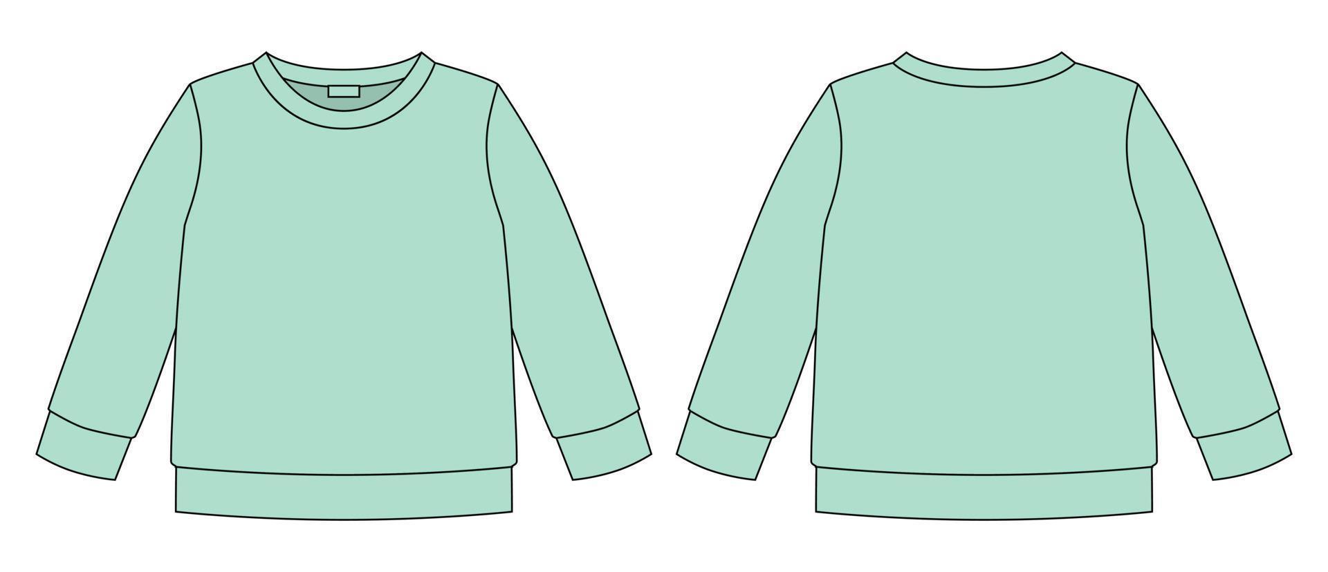 sudadera dibujo técnico. los niños usan plantilla de diseño de puente. color menta vector