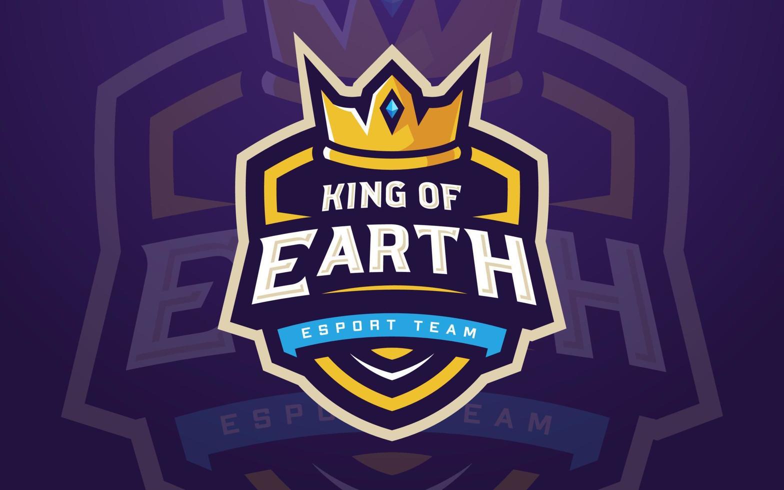 plantilla de logotipo de esports rey de la tierra profesional con corona para equipo de juego o torneo de juego vector