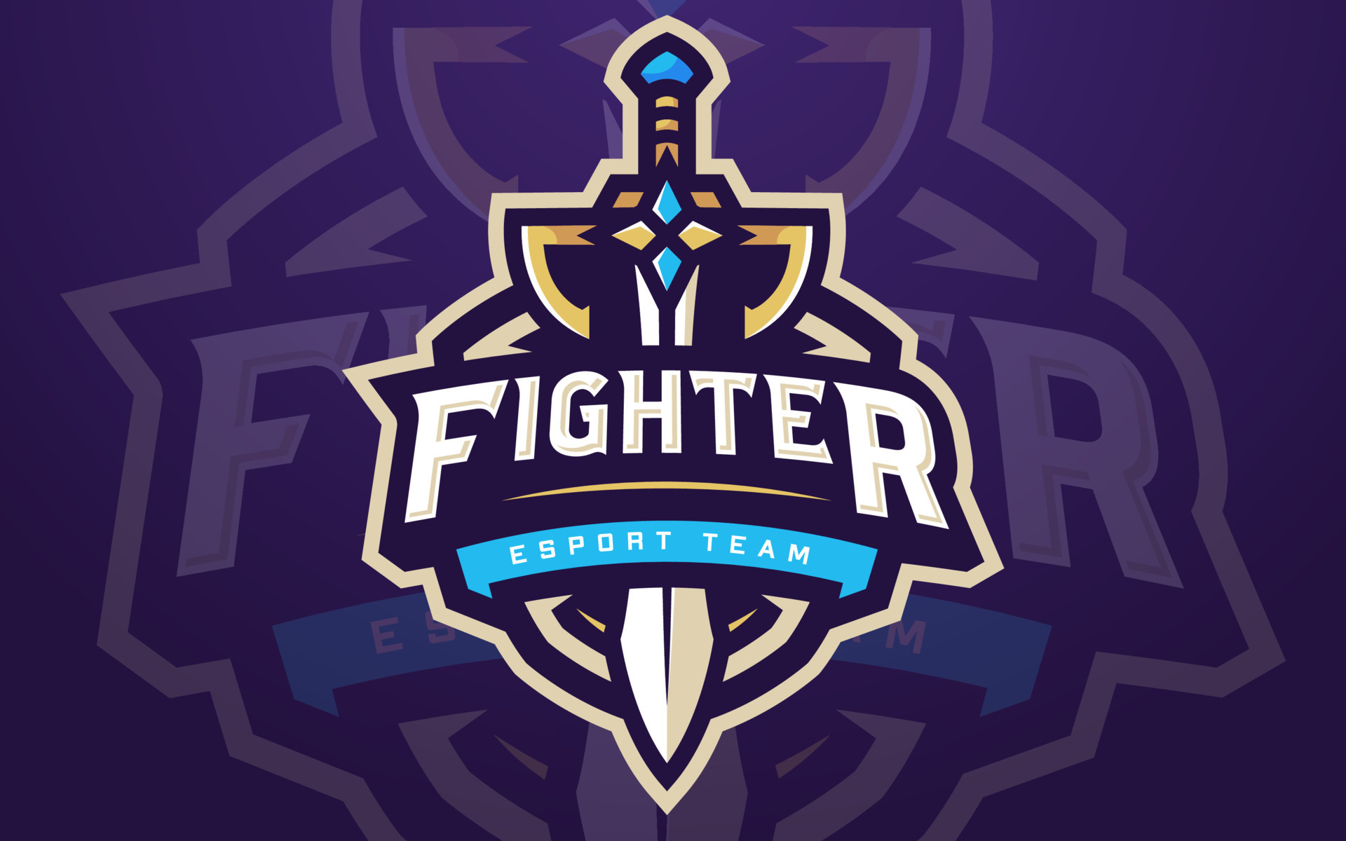 Professional Fighter Esports Logo Template with Sword for Game