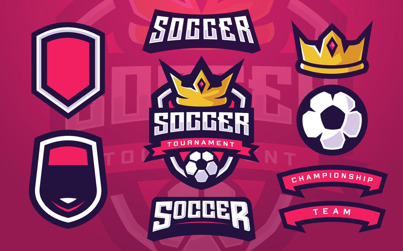 Soccer or Football Club Logo Template Creator with Crown for Sports Team vector