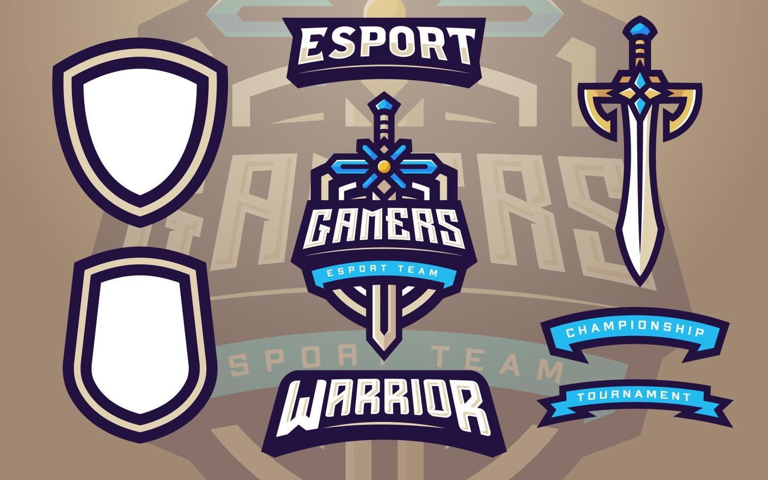 creador de plantillas de logotipo de jugadores de esports con espada para equipo de juego vector