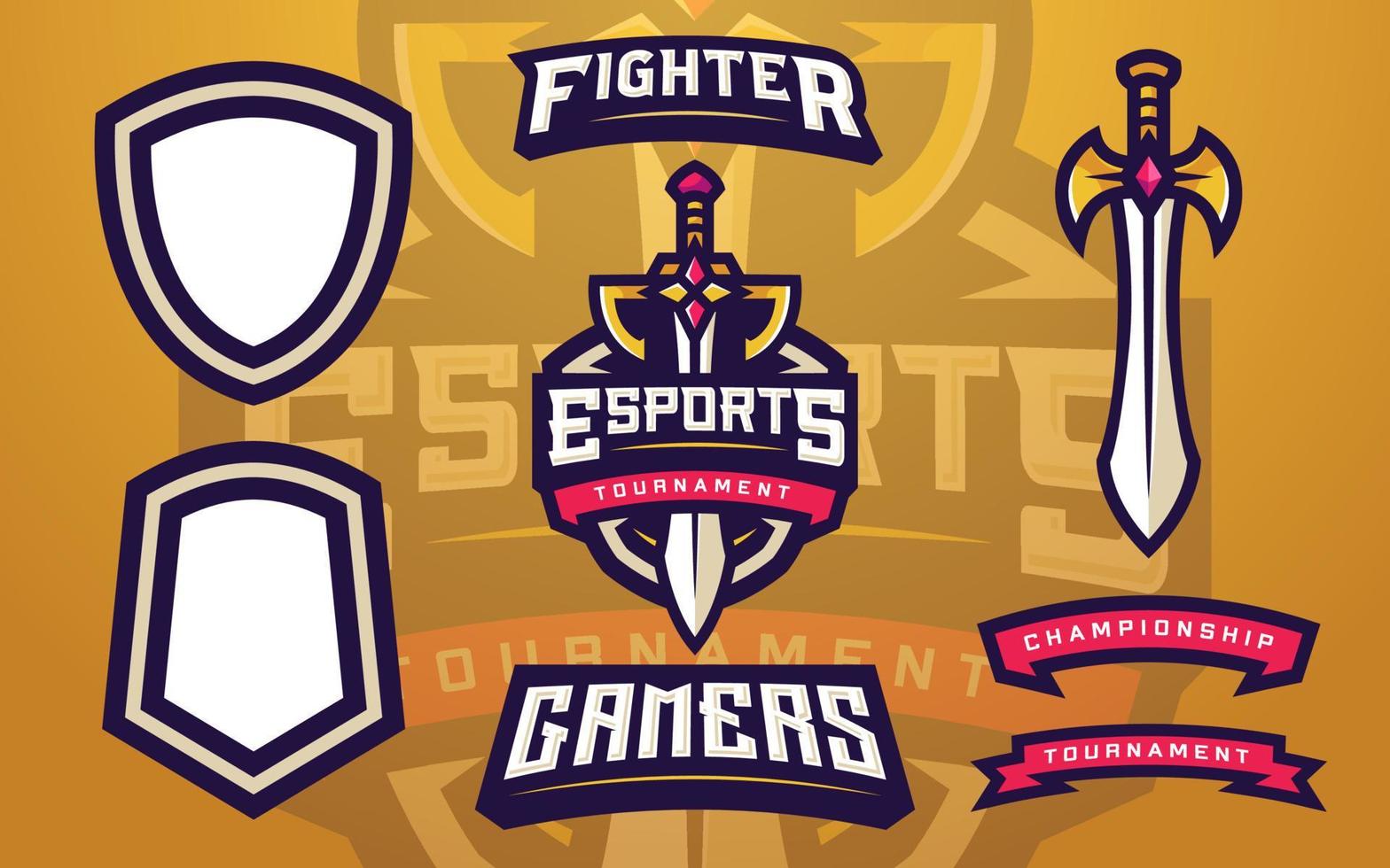 Esports Logo Template Creator with Sword for Gaming Team vector
