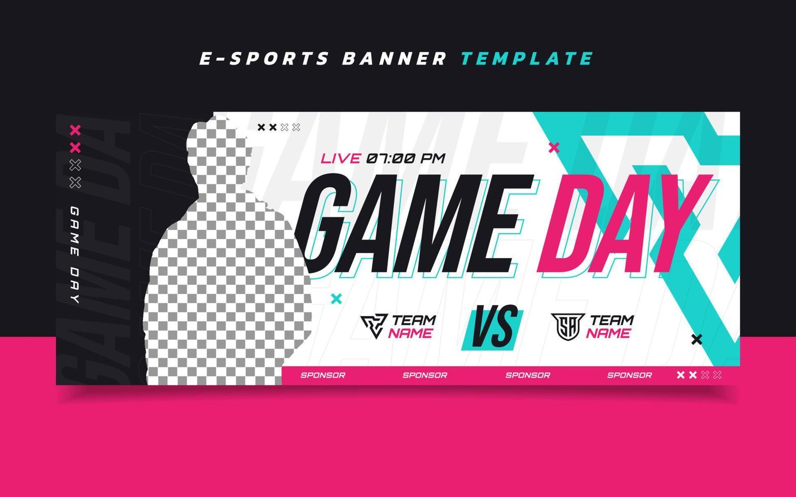Game Day Esports Gaming Banner Template with Logo for Social Media vector