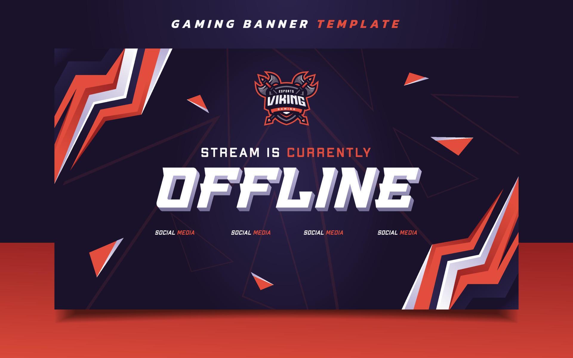 Stream Offline Gaming Banner Screen Template with Logo for Social Media