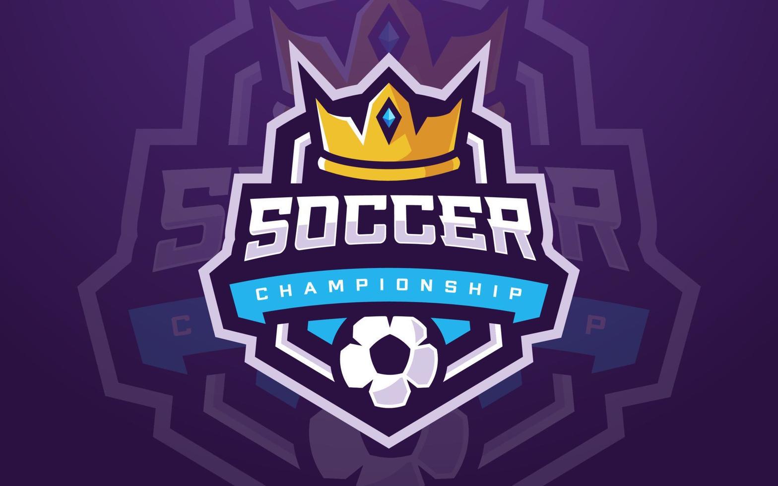 Professional Soccer Club Logo Template with Crown for Sports Team and Tournament vector