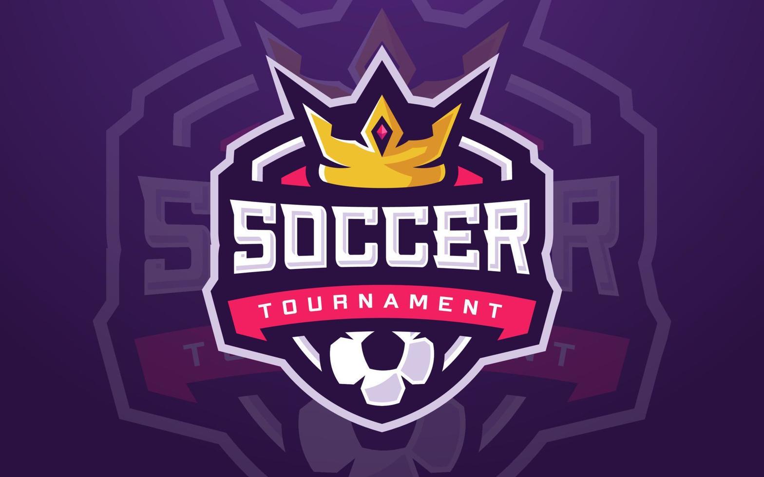 Professional Soccer Club Logo Template with Crown for Sports Team and Tournament vector