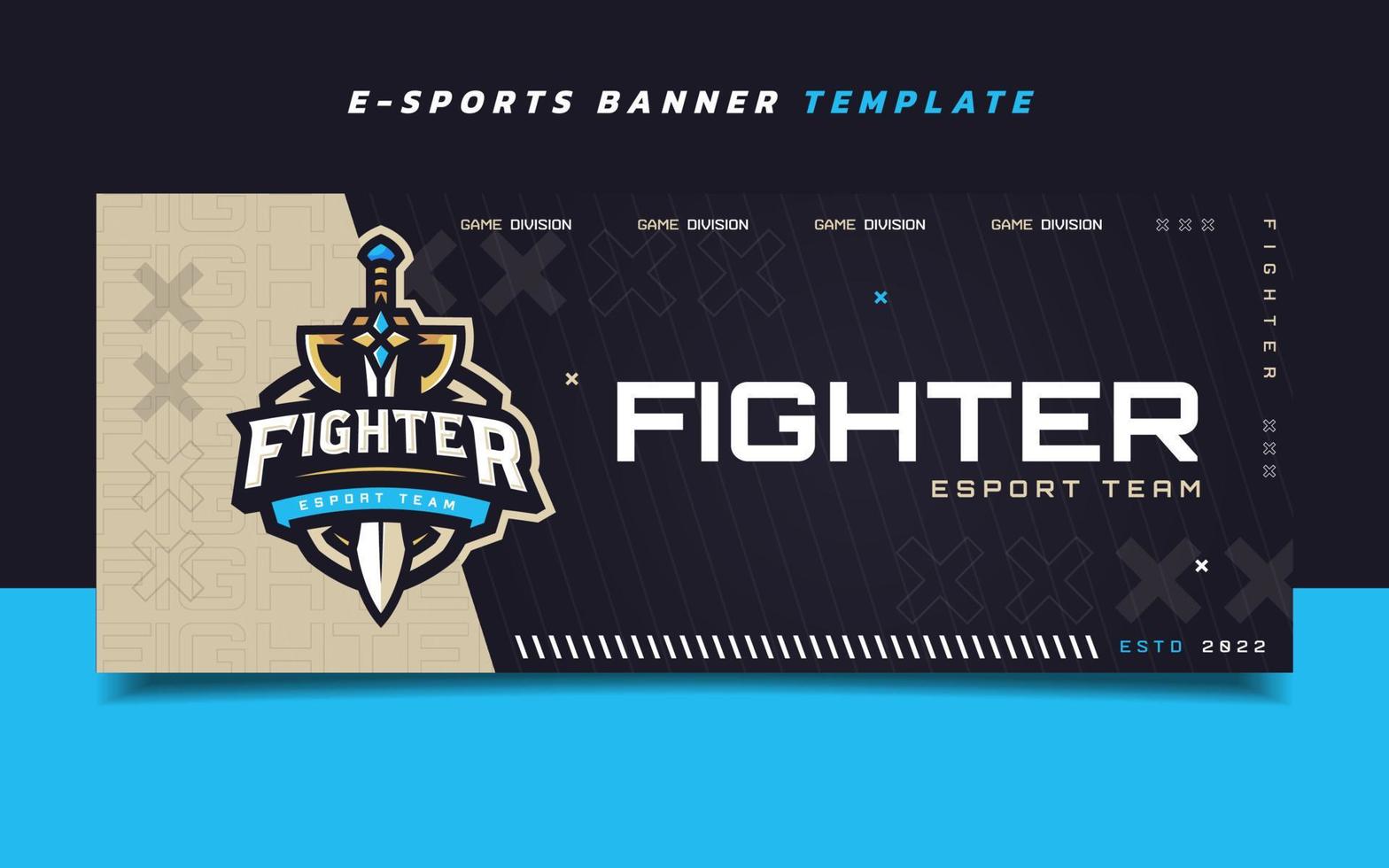 Fighter Esports Gaming Banner Template with Logo for Social Media vector