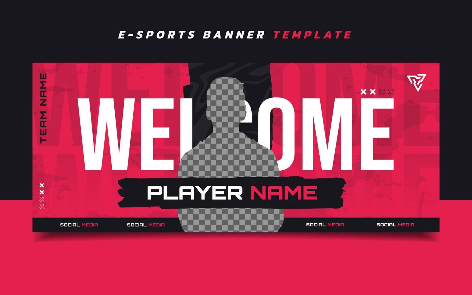 New Player E-Sports Gaming Banner Template with Logo for Social Media vector