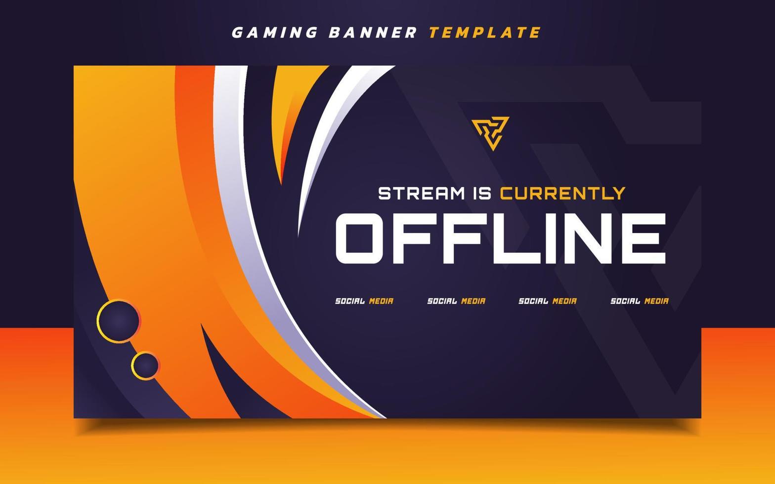 Stream Offline Gaming Banner Screen Template with Logo for Social Media vector