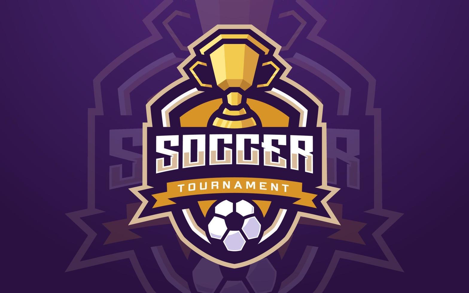 Professional Soccer Club Logo Template with Trophy for Sports Team and Tournament vector