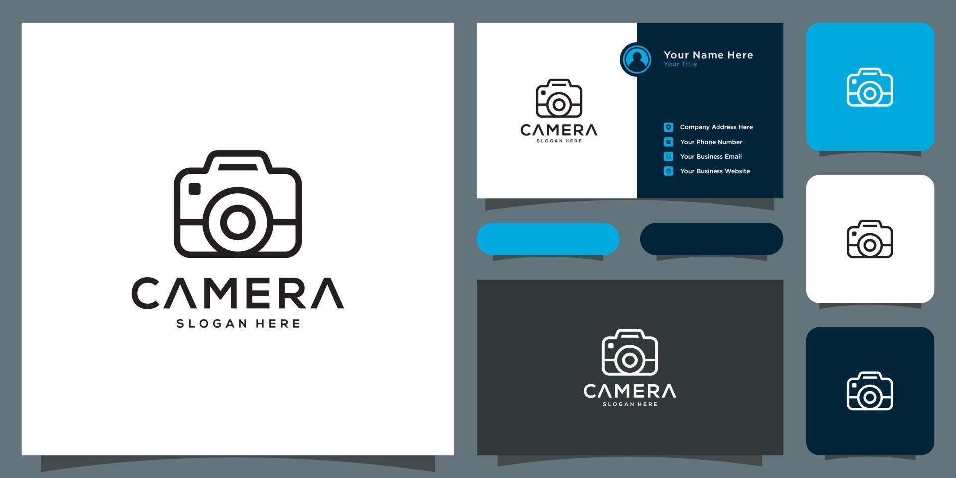 camera logo design vector and business card