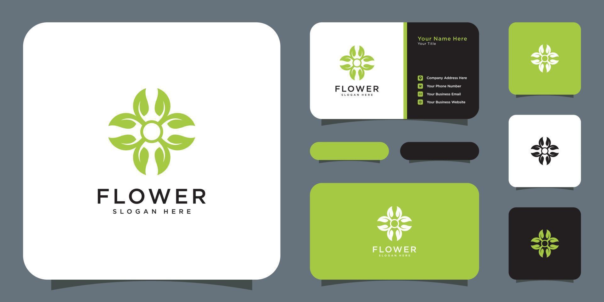 flower leaf nature logo design template vector