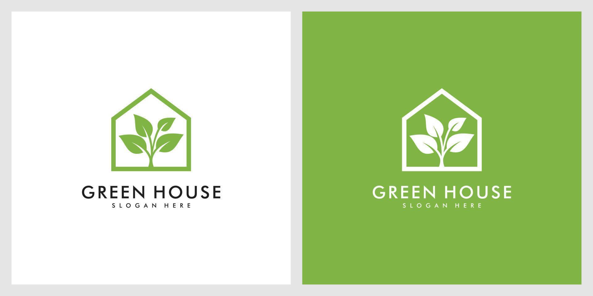 green leaf house logo vector design