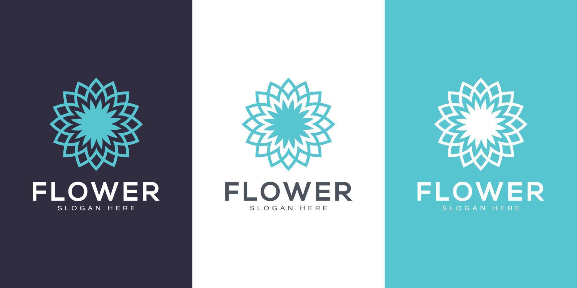 Flower logo design with line art style. logos can be used for spa, beauty salon, decoration, boutique. and business card vector