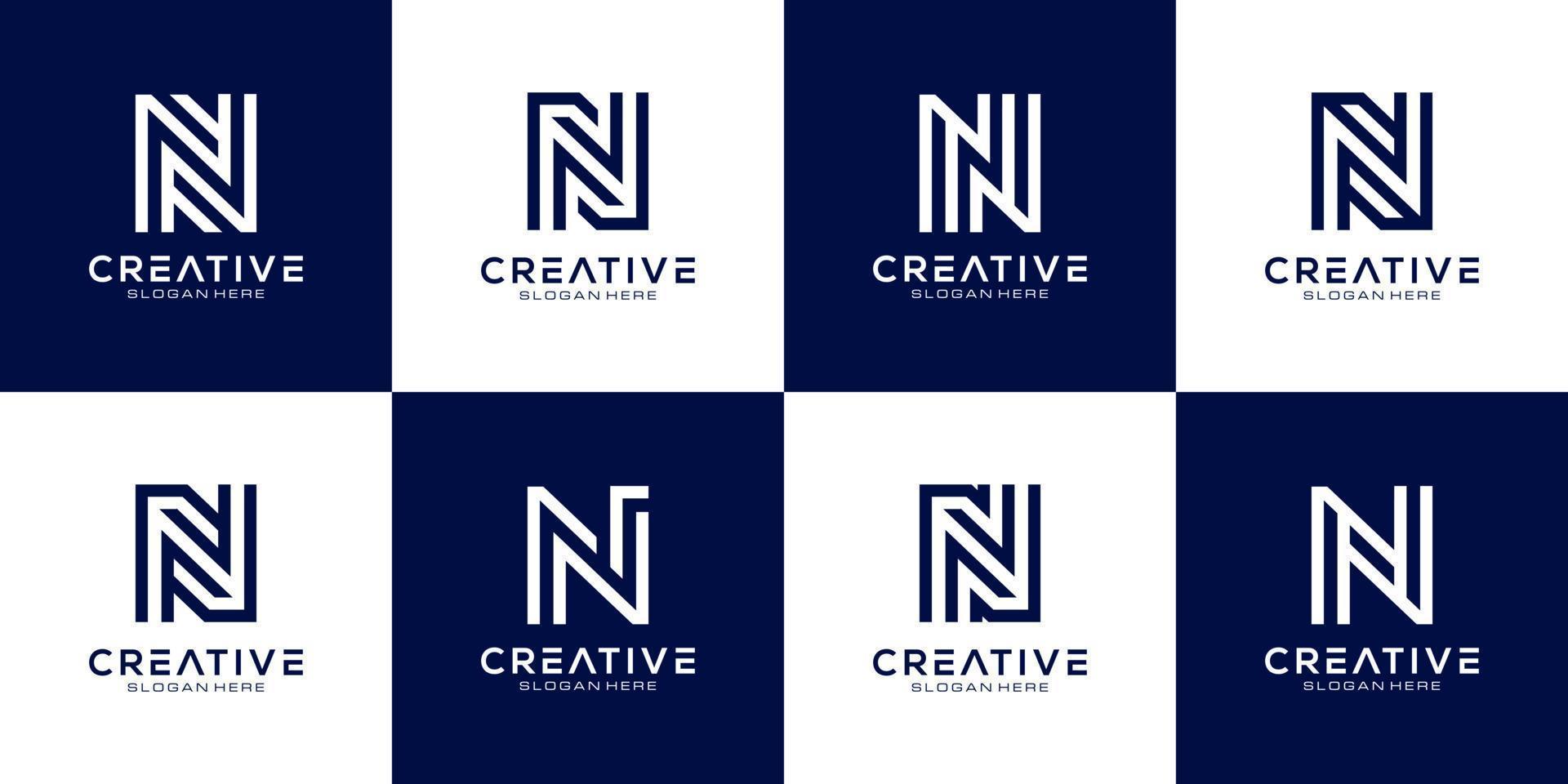 Set of initial N abstract logo vector template