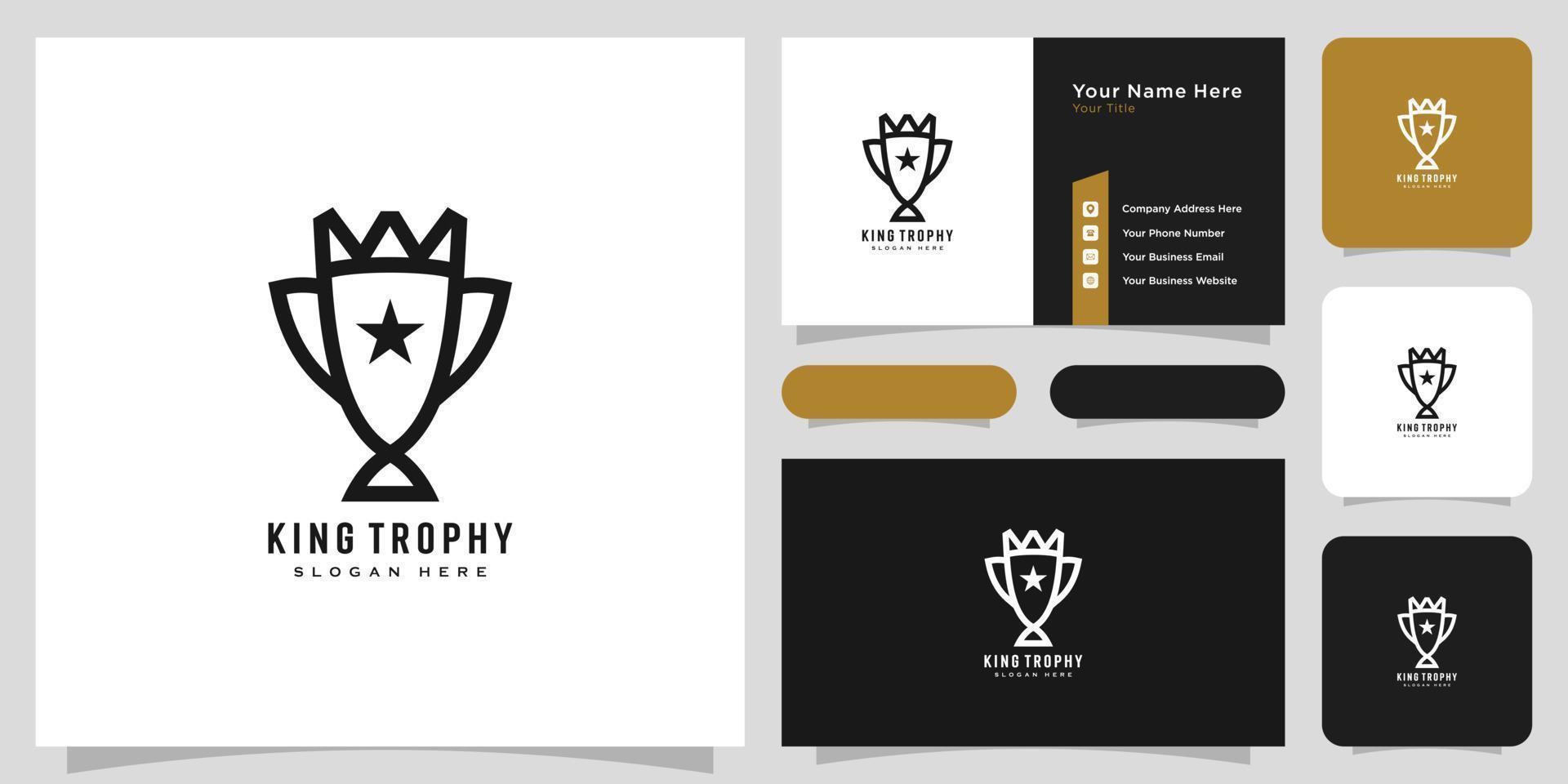 trophy king logo vector design and business card