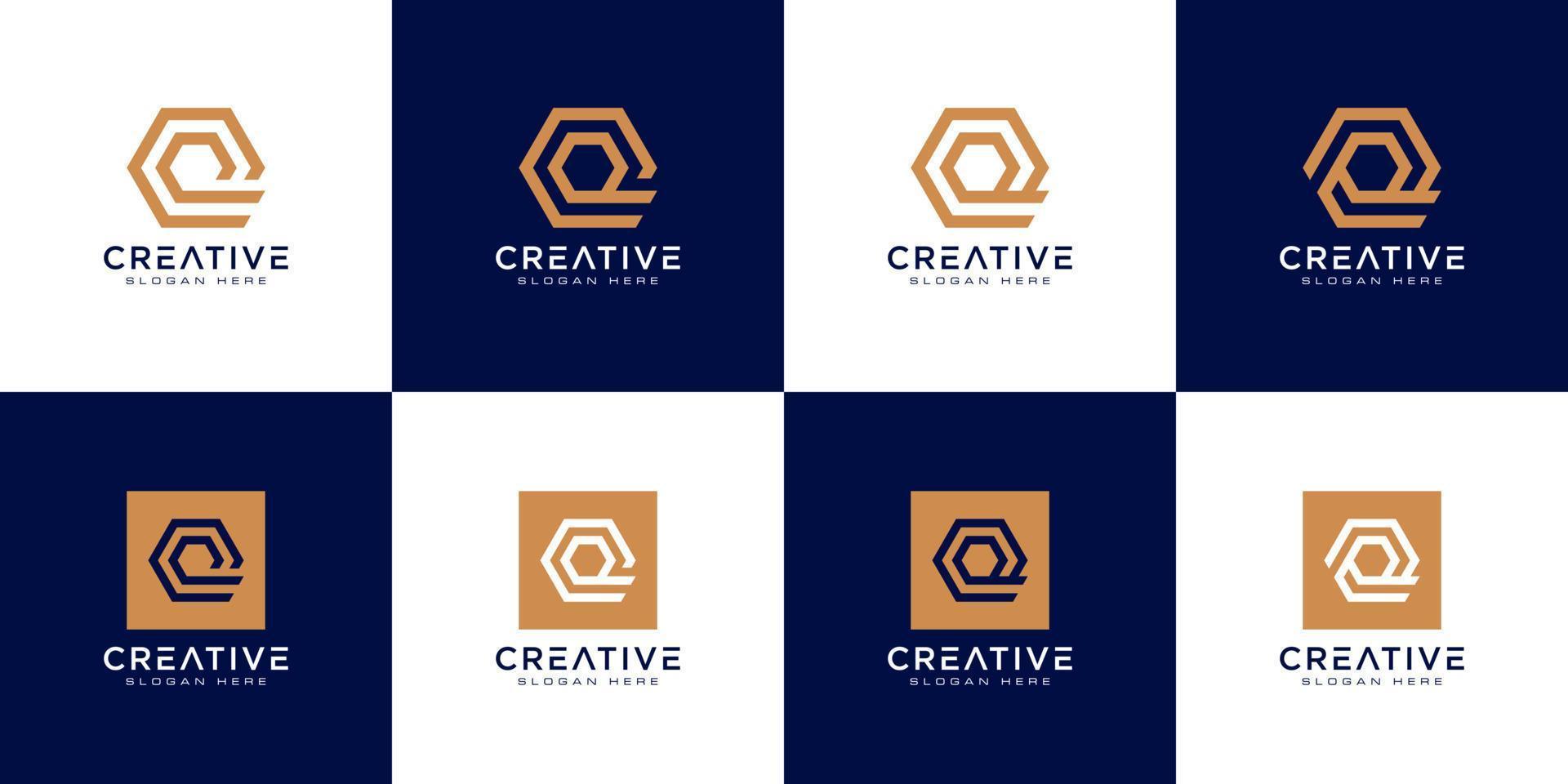 set of initial letter Q logo design vector
