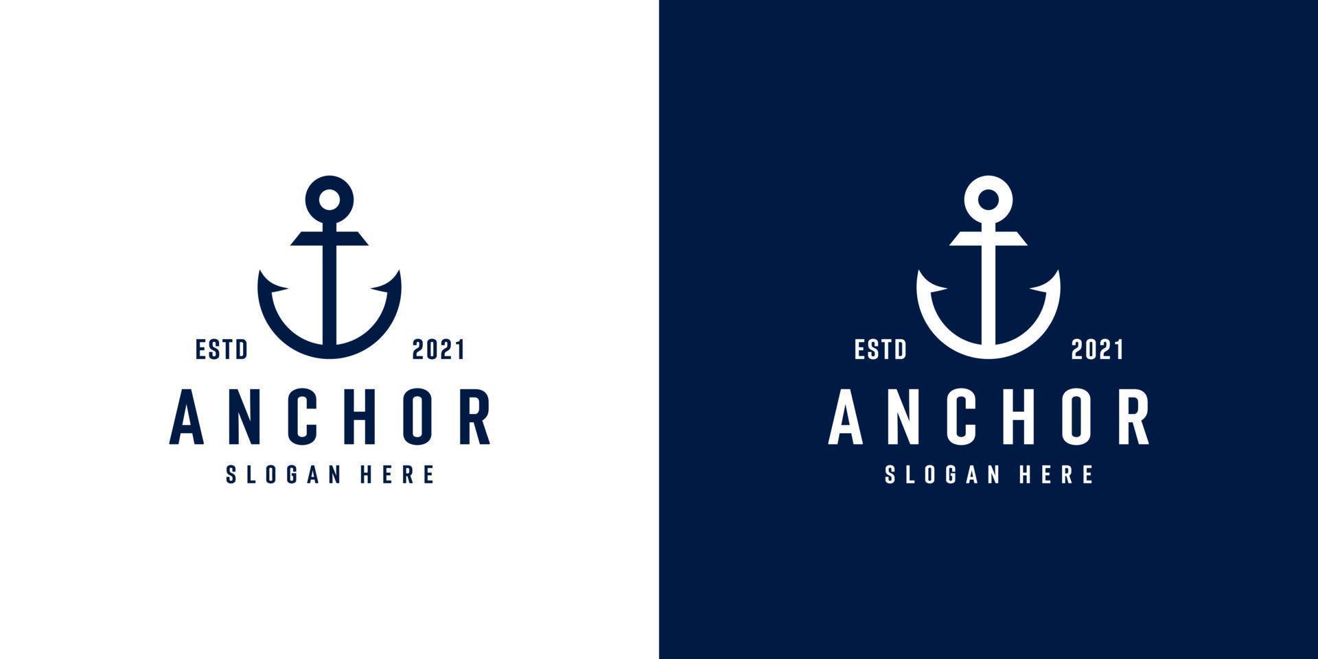 Anchor nautical marine seal logo design vector