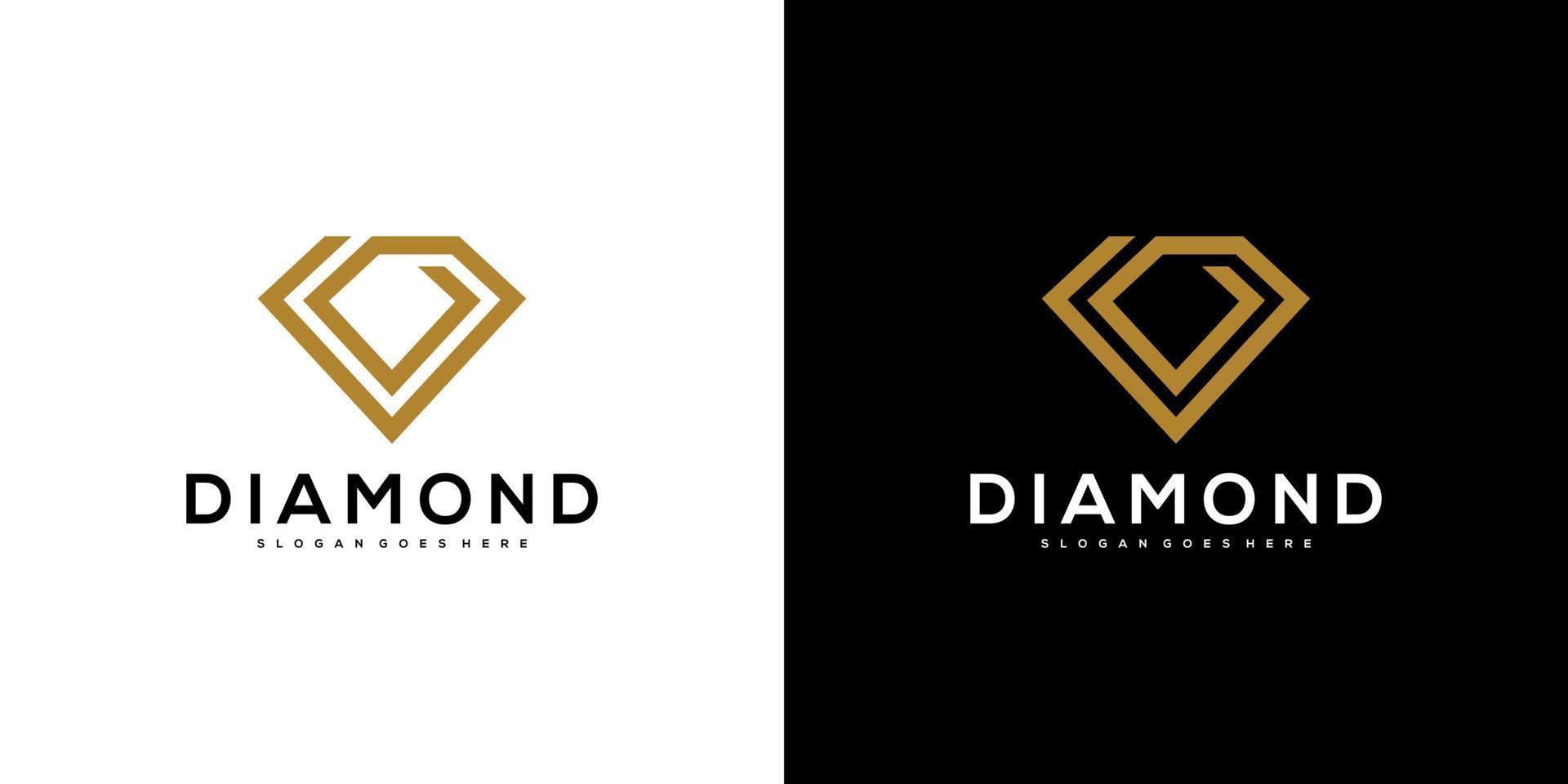 diseño de vector de logotipo de diamante línea mono