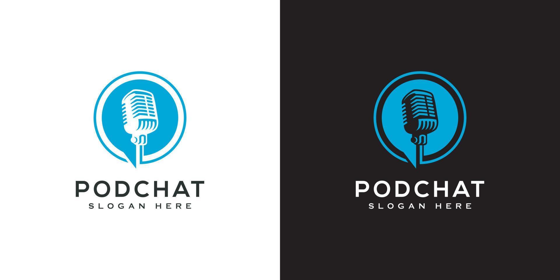 diseño de vector de logotipo de chat de podcast