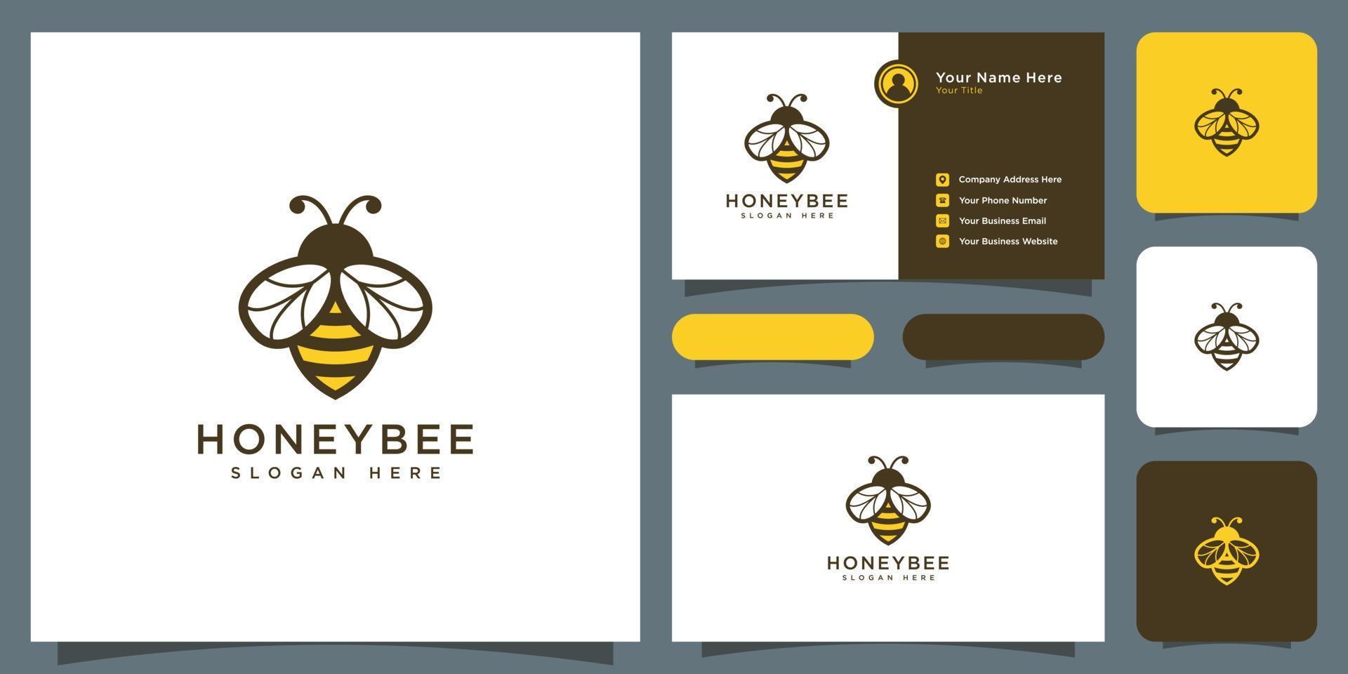 vector de logotipo de animales de abeja de miel