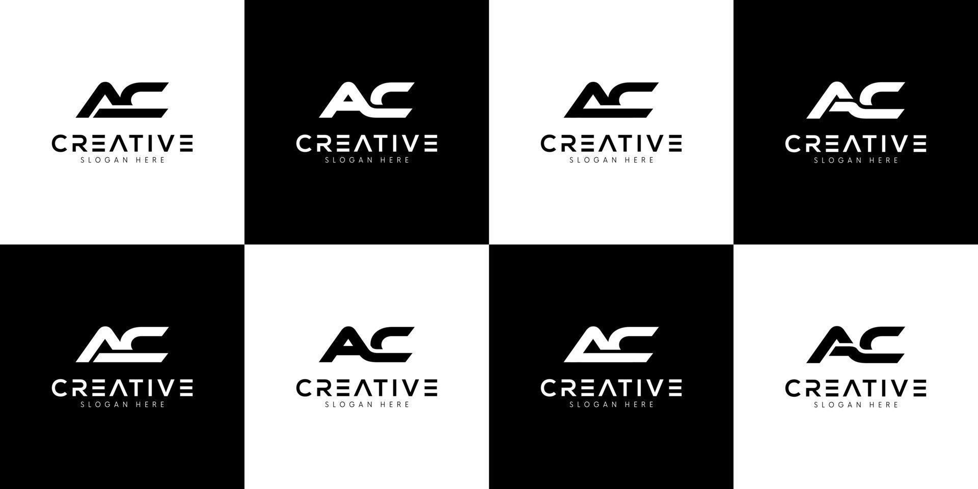 set of initials letter AC logo design vector