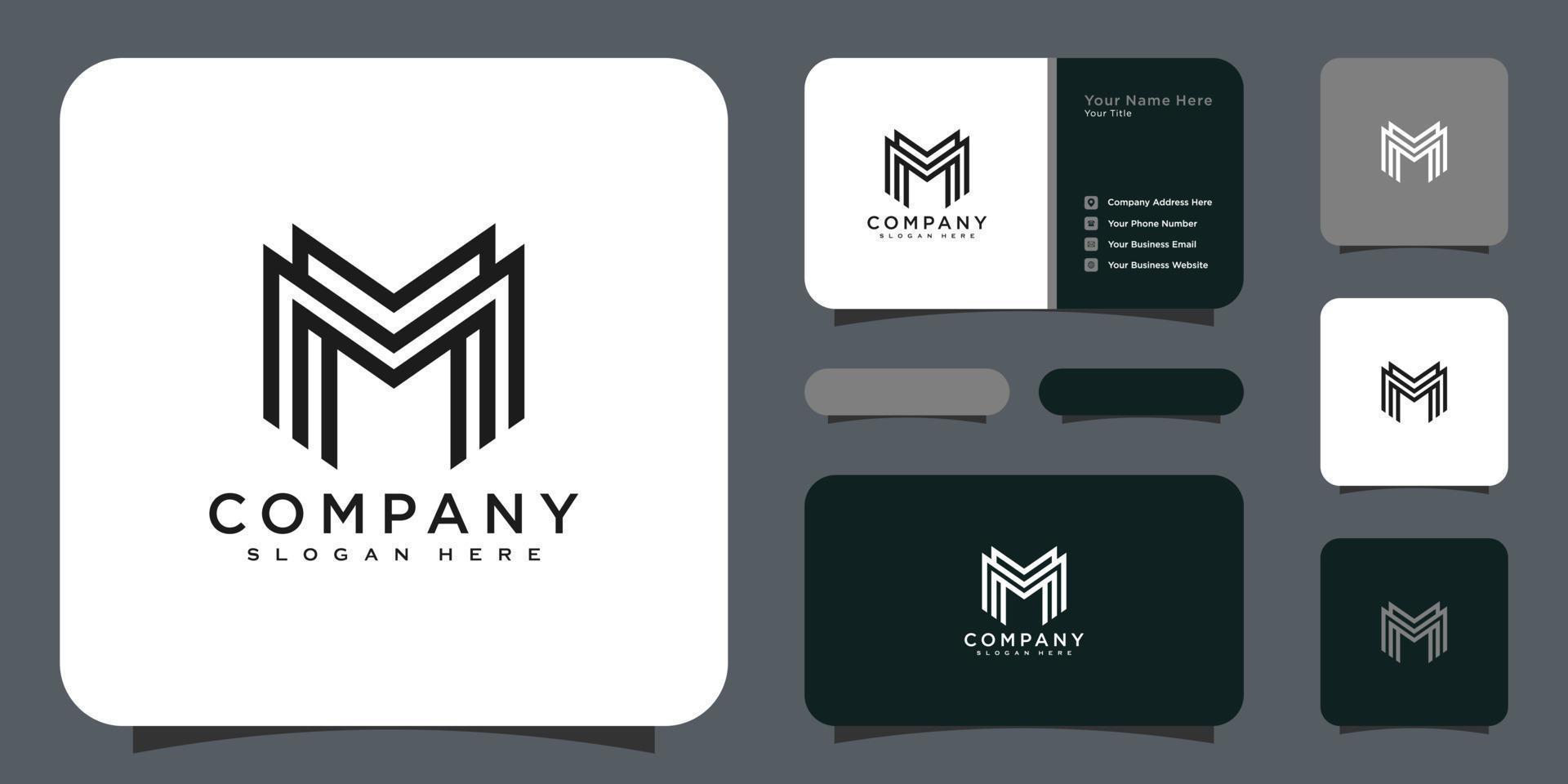 Letter M or MM monogram logo with business card design 10169449