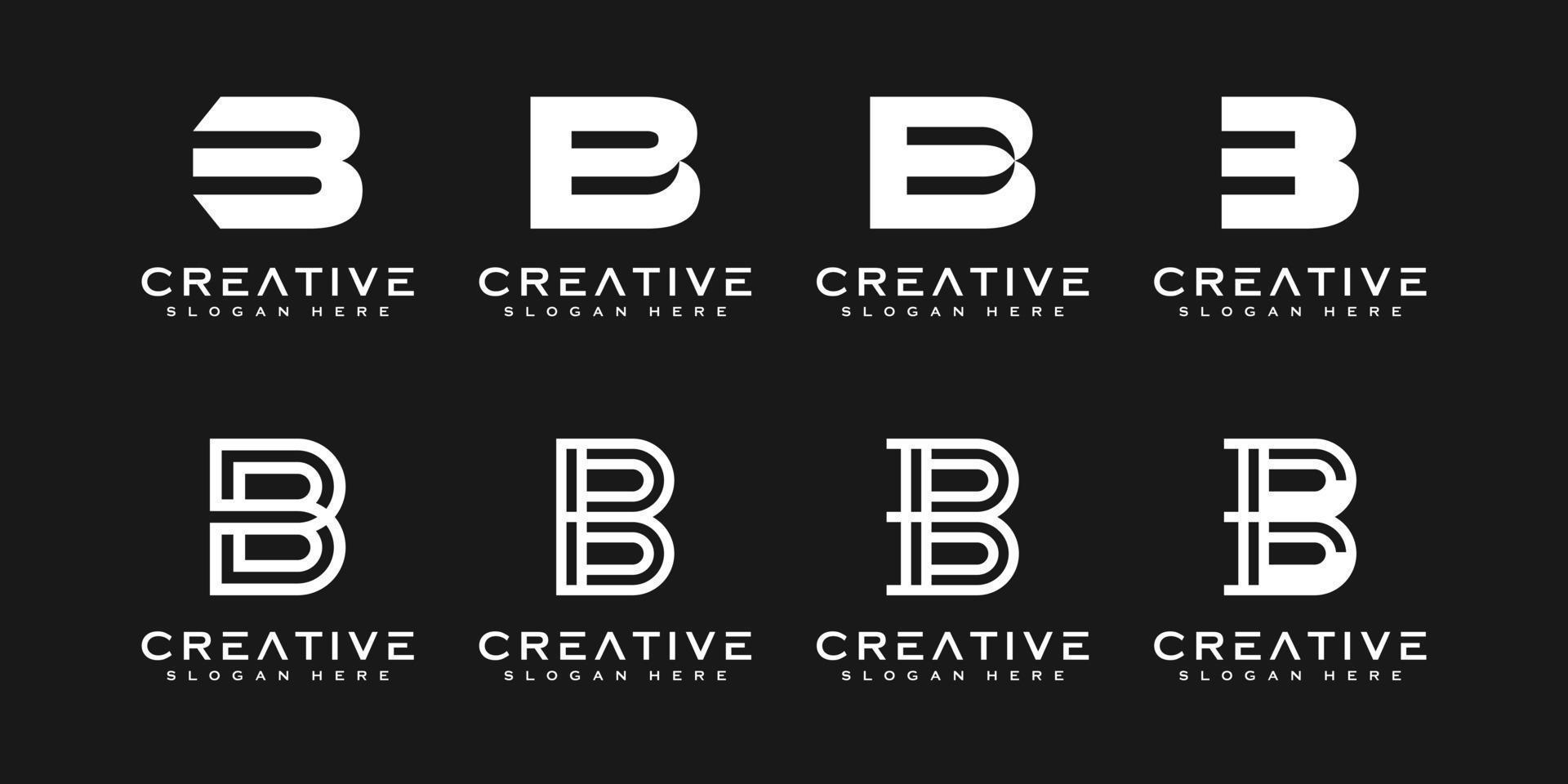 conjunto de plantilla de diseño de logotipo de vector abstracto de letra inicial b. icono de concepto tipográfico creativo