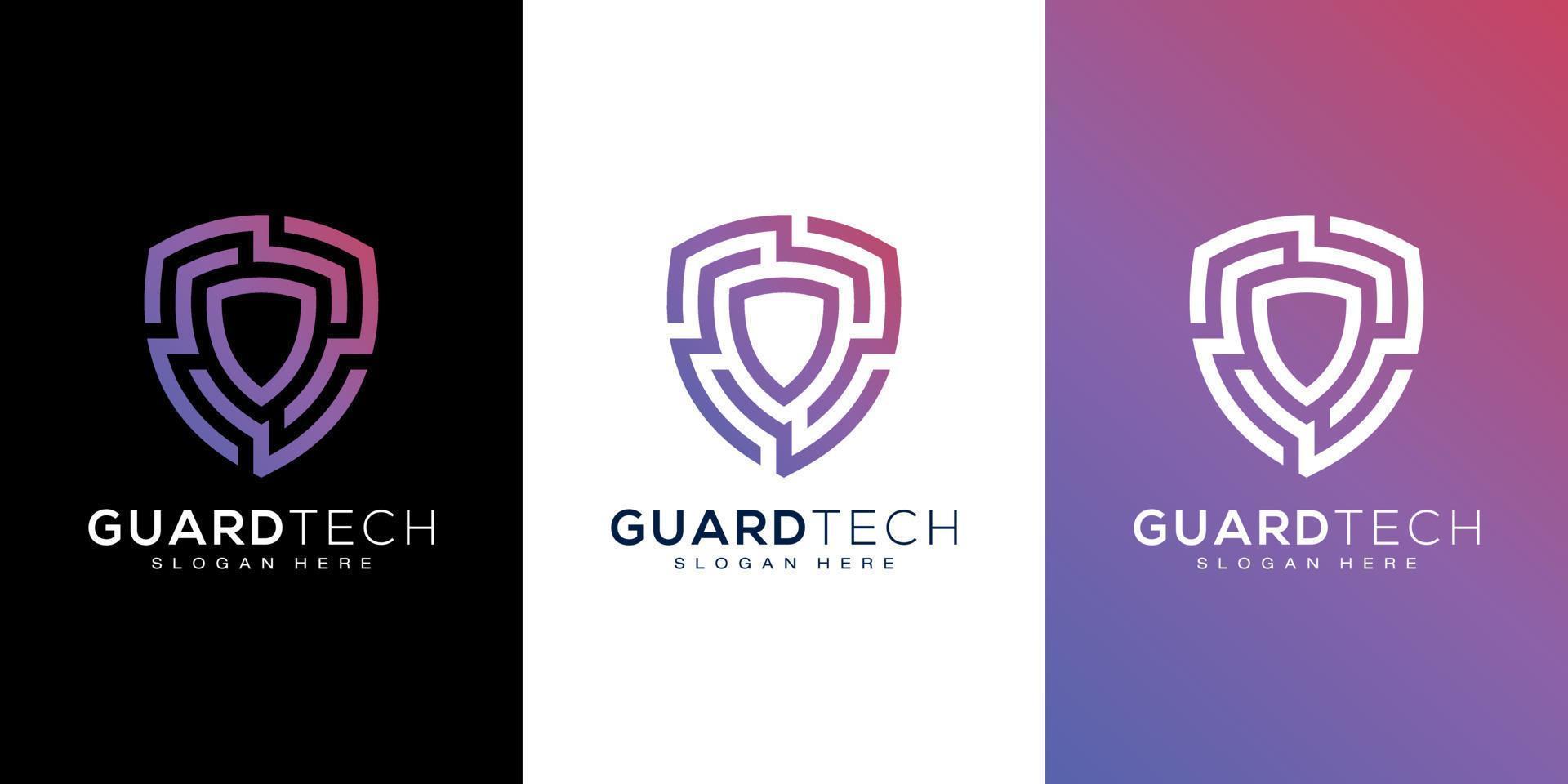 shield security logo design and business card vector