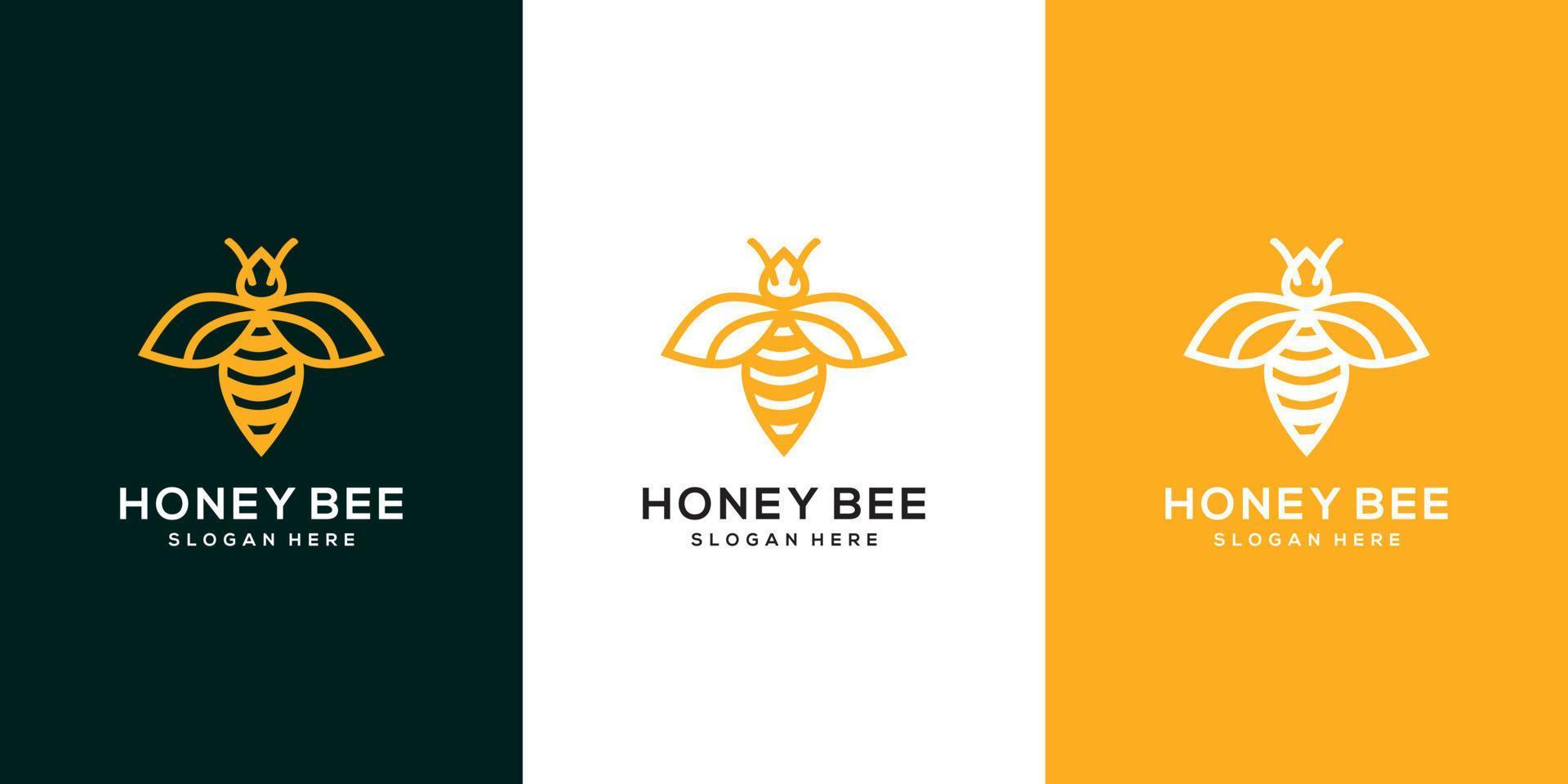 diseño animal del vector del logotipo de la abeja de la miel