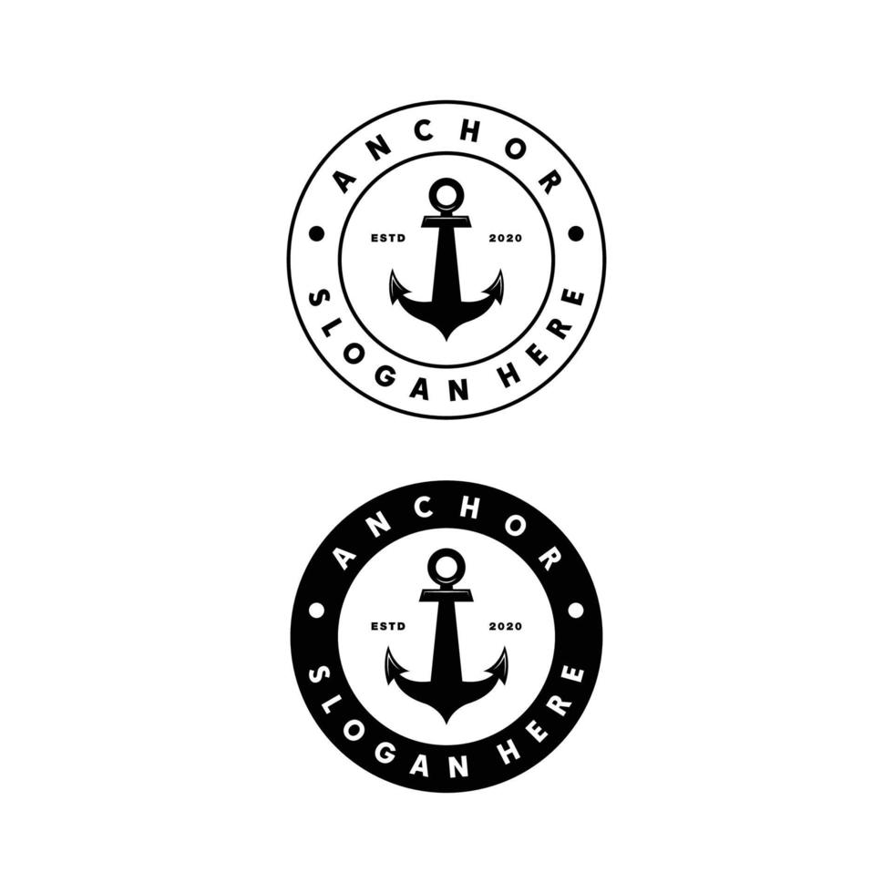 diseño de logotipo de vector vintage de ancla