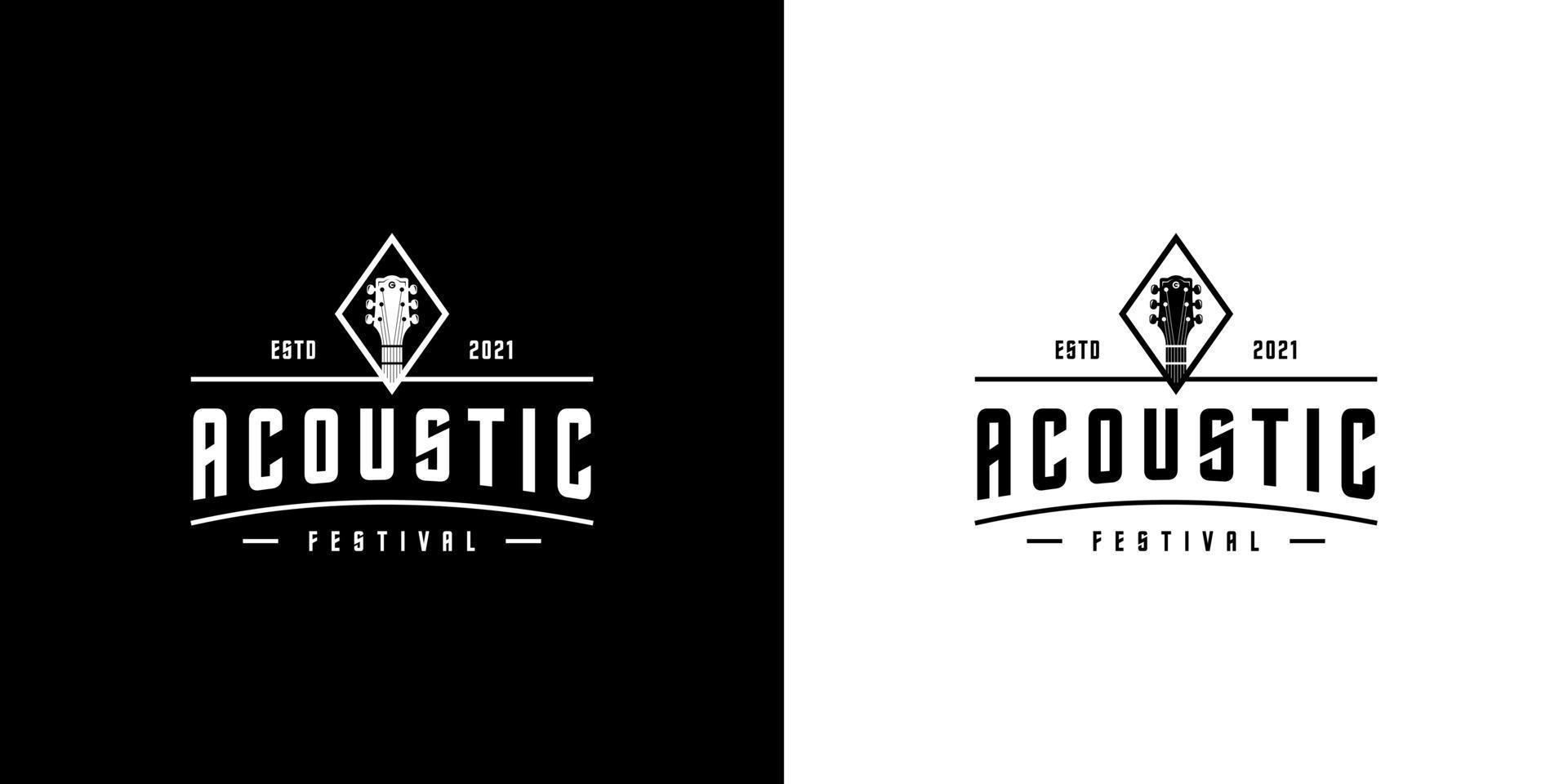 acoustic guitar logo design vector template