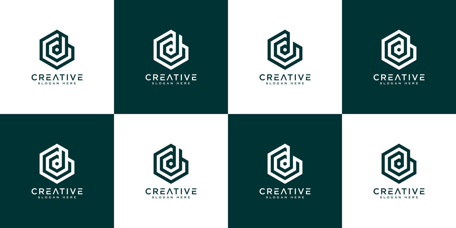 Set of initial letter D abstract logo vector template