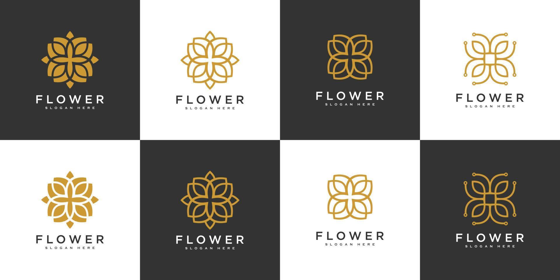 set of flower logo vector design template