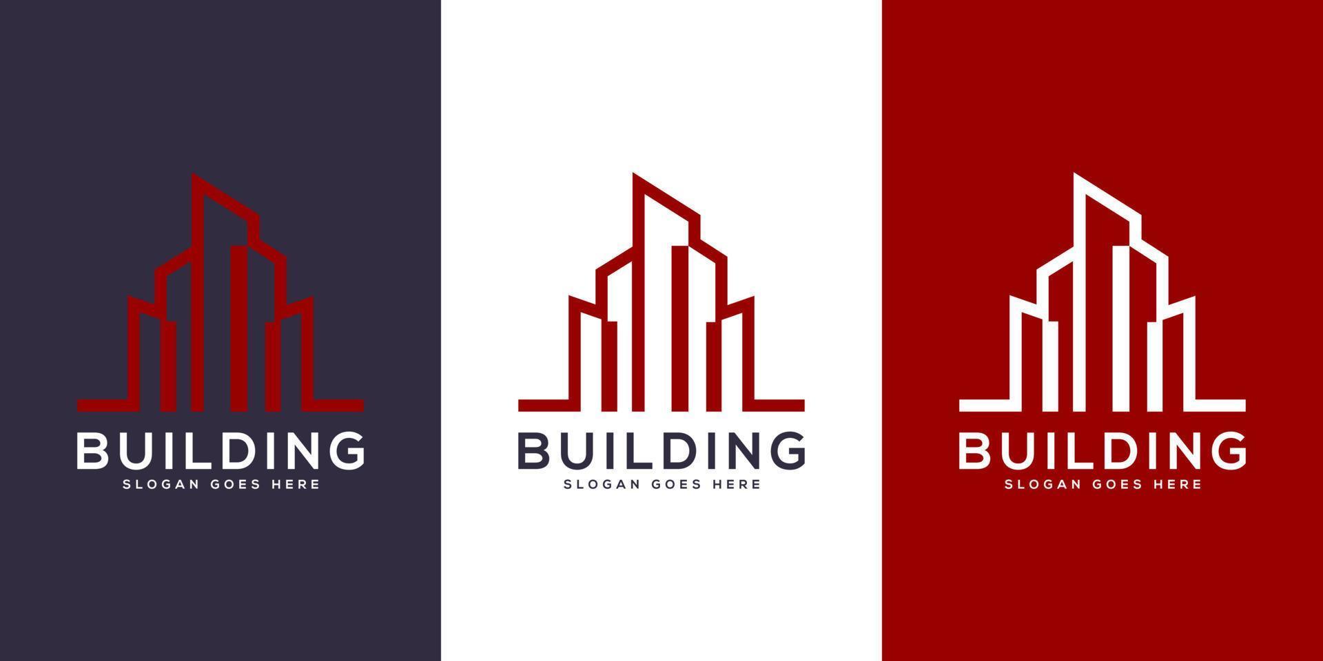 Building Logo Design Vector mono line