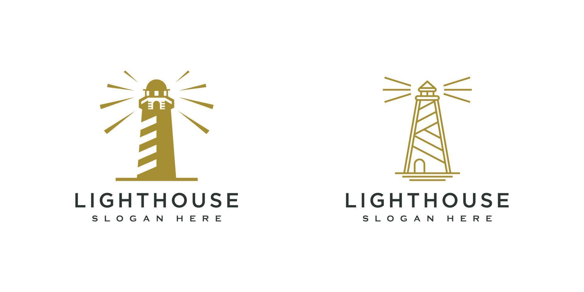 set of Lighthouse logo vector design