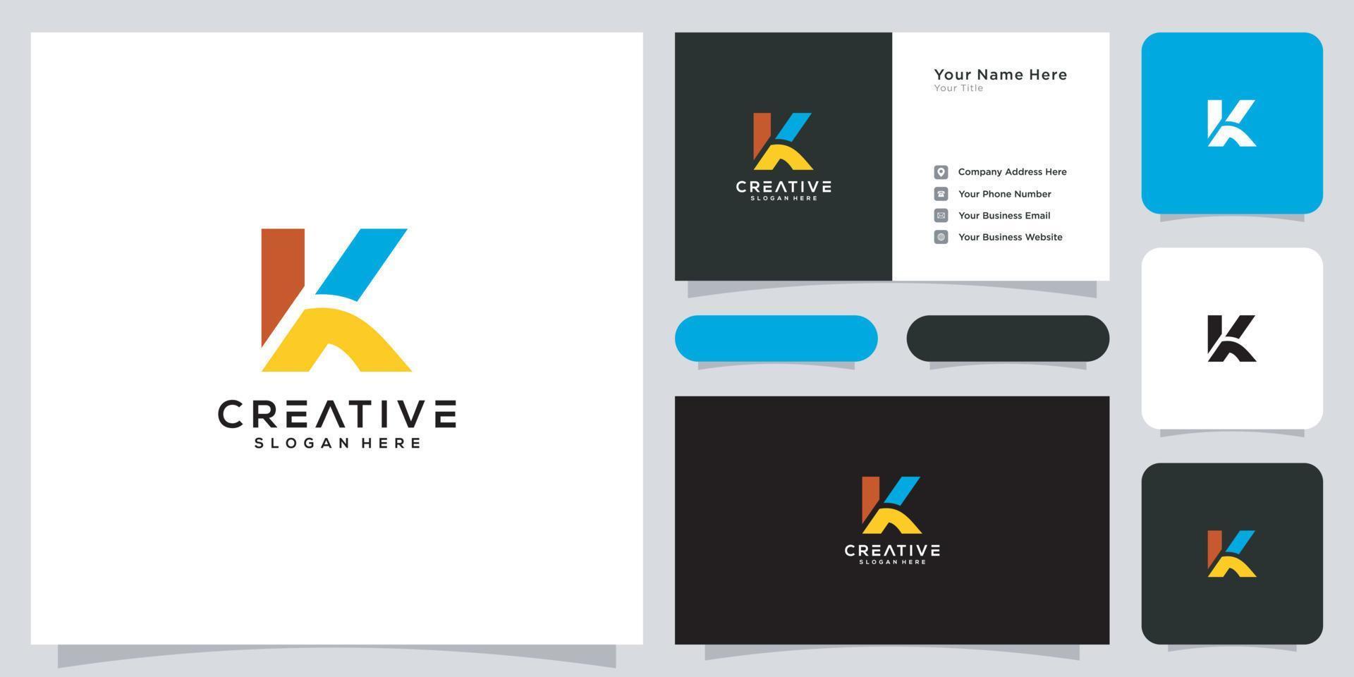 estilo de línea de diseño de vector de logotipo de letra inicial k