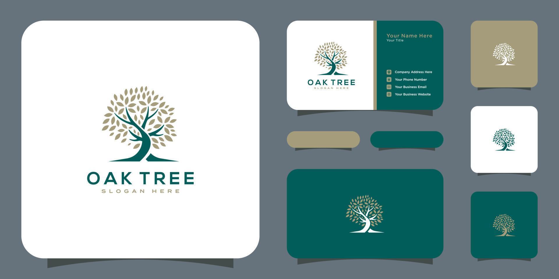 black oak tree logo and roots design vector