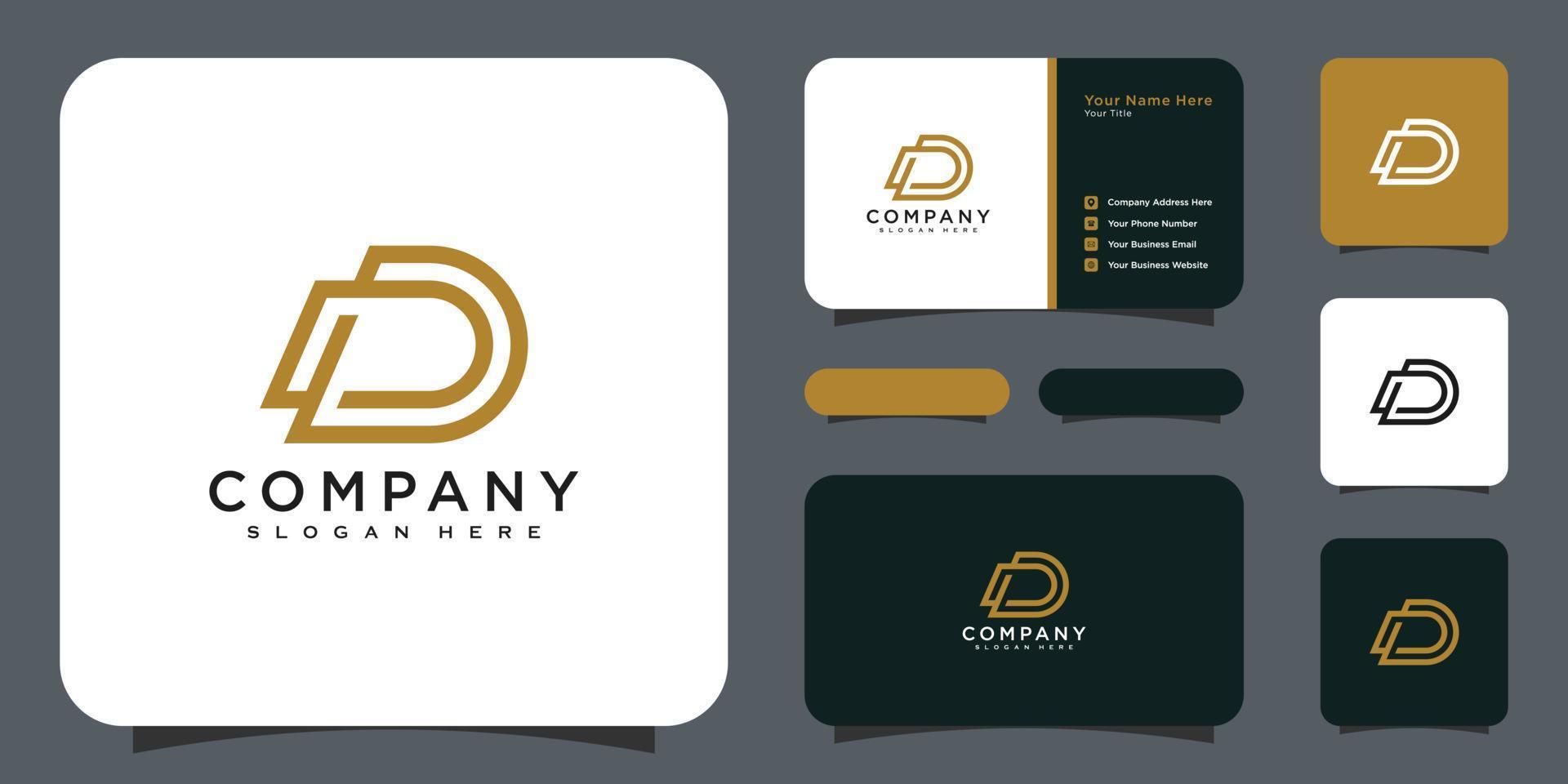 initials letter D logo vector design template and business card