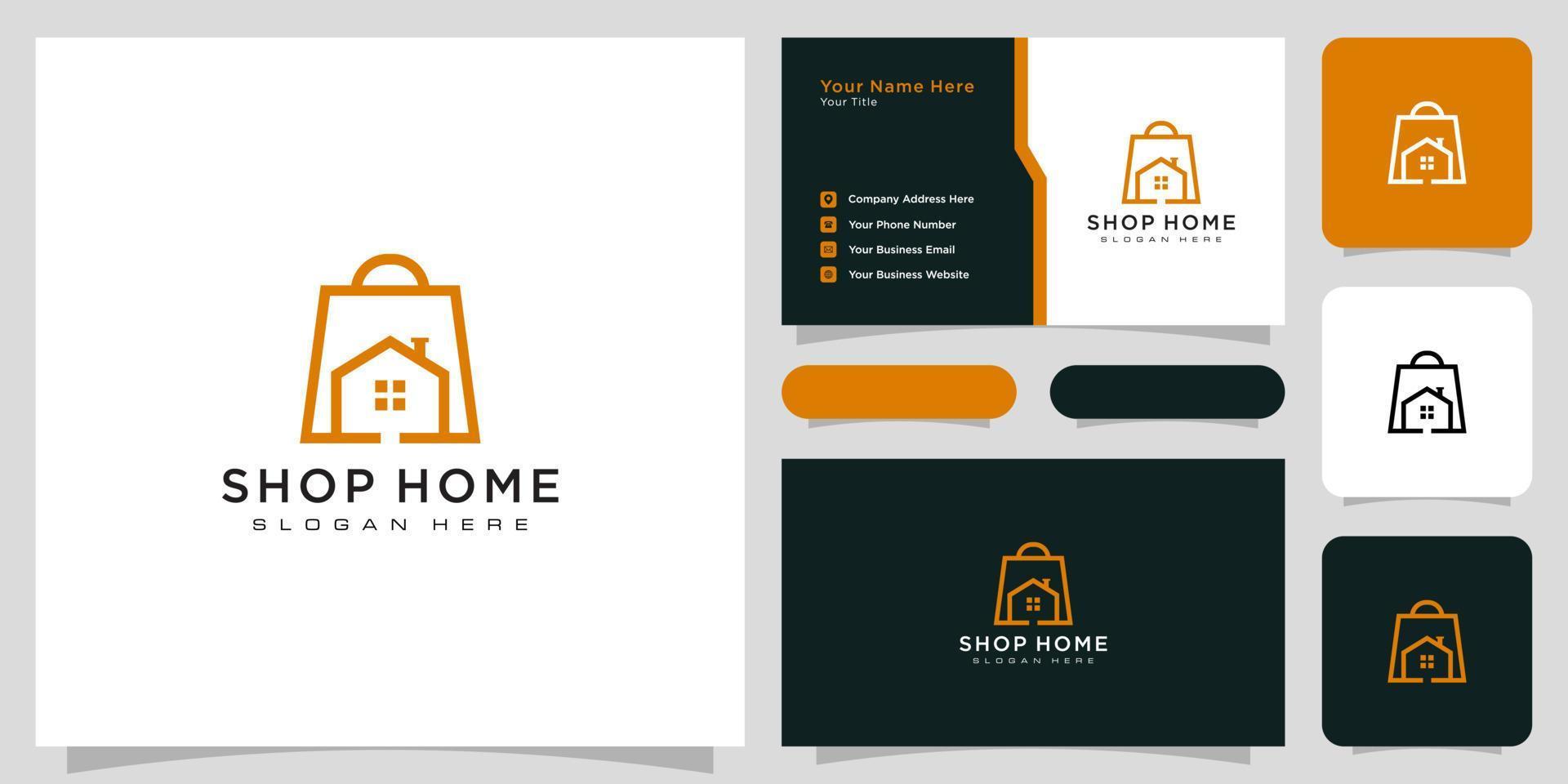 diseño de vector de logotipo de tienda de casa y tarjeta de visita