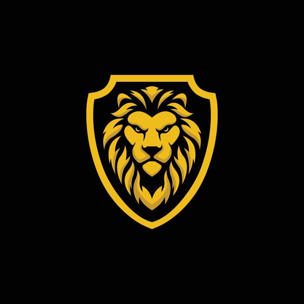 lion shield logo vector design