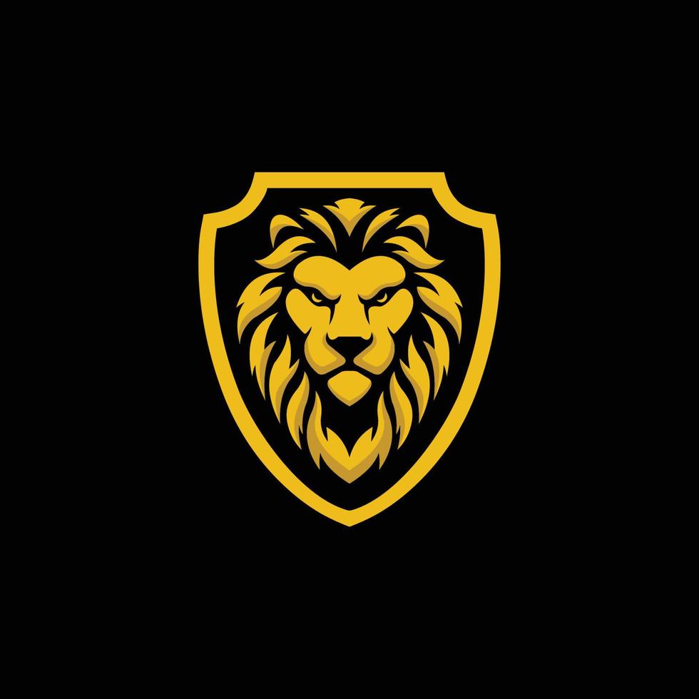 lion shield logo vector design