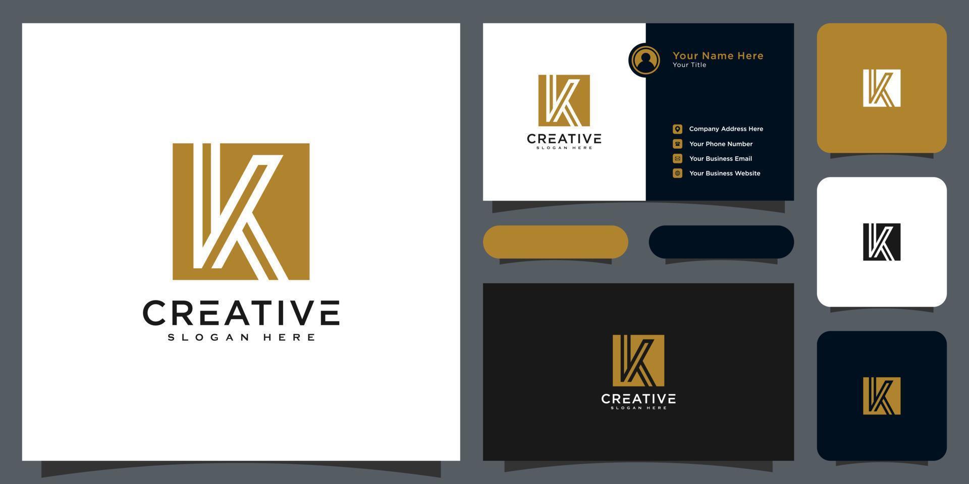 initial letter k logo vector design line style