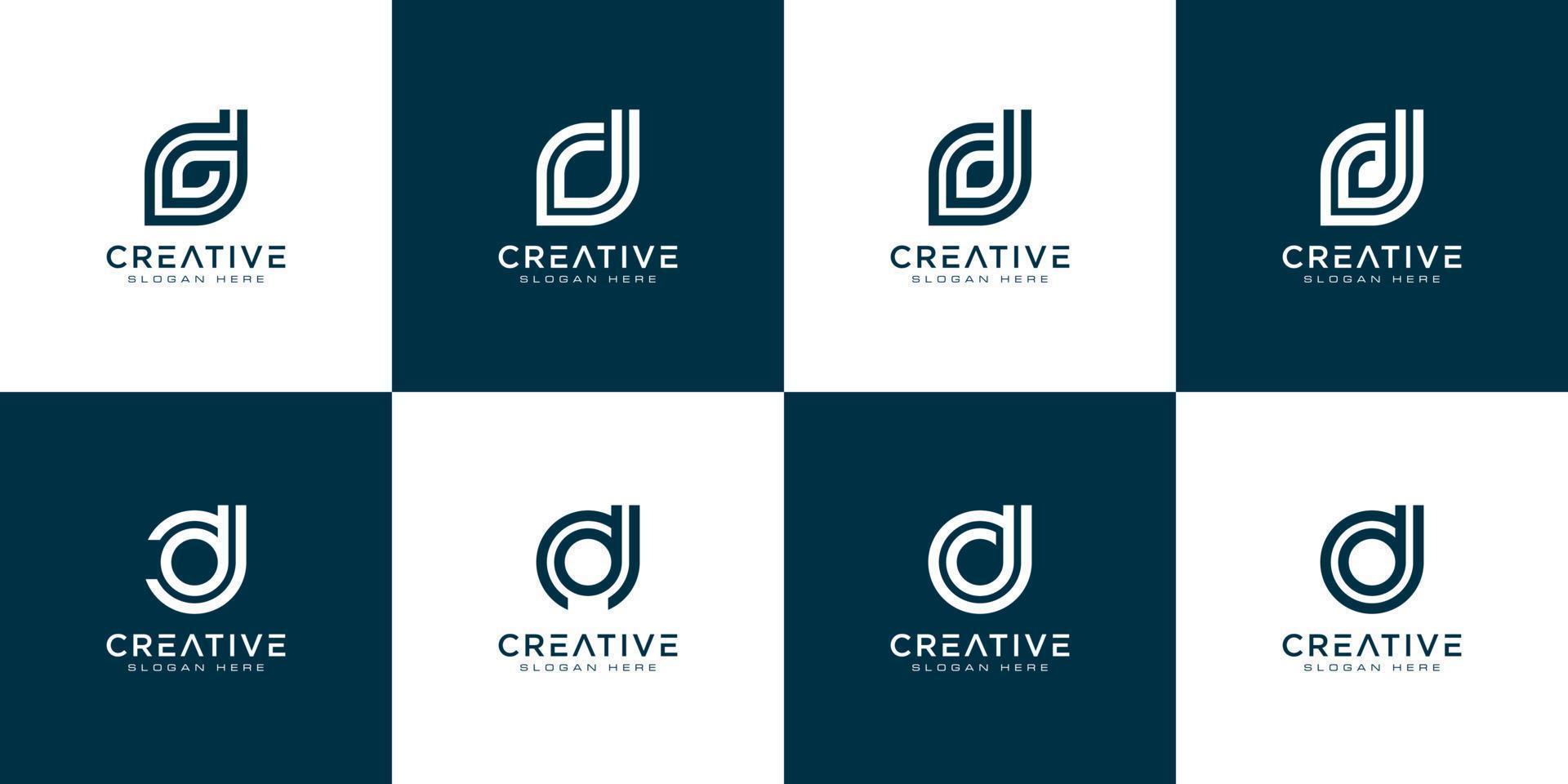 set of initials D logo vector design template