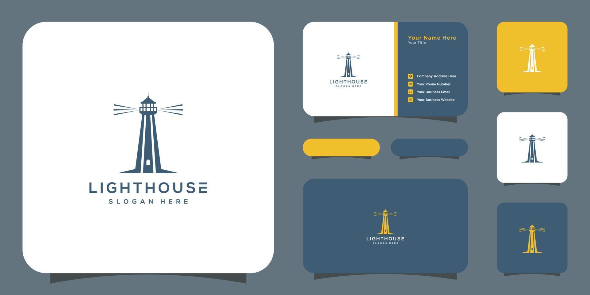 Lighthouse logo vector design and business card