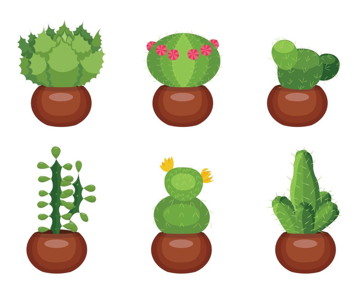 Cactus in a pot.Vector stock illustration isolated on white background. vector