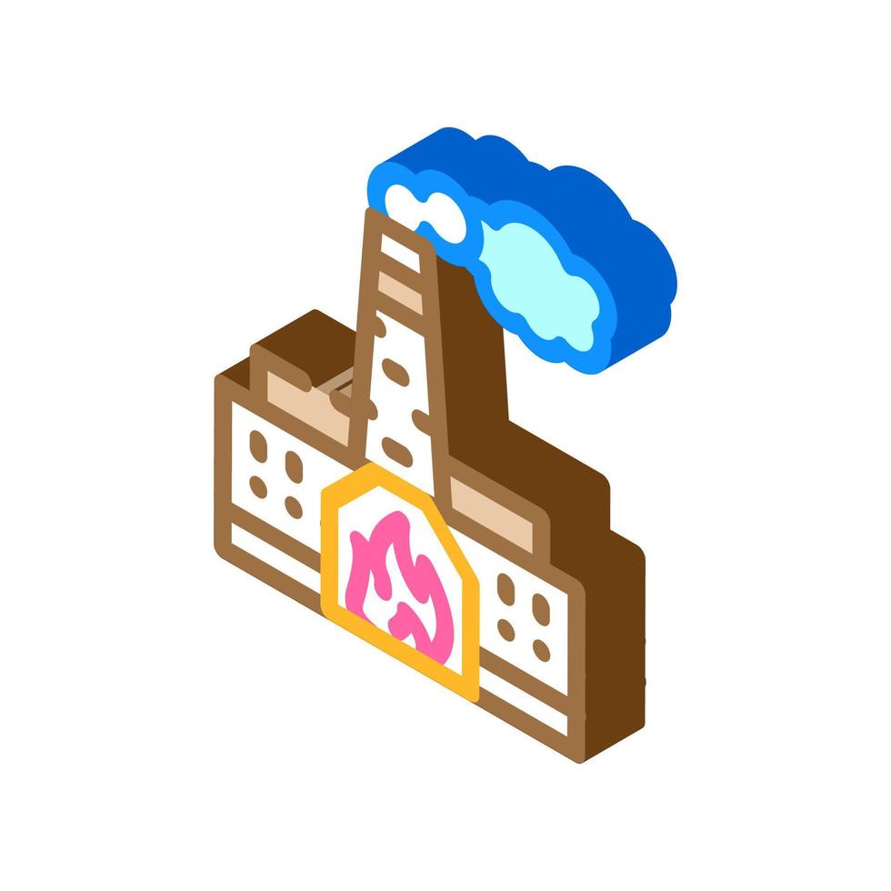thermal power plant peat isometric icon vector illustration