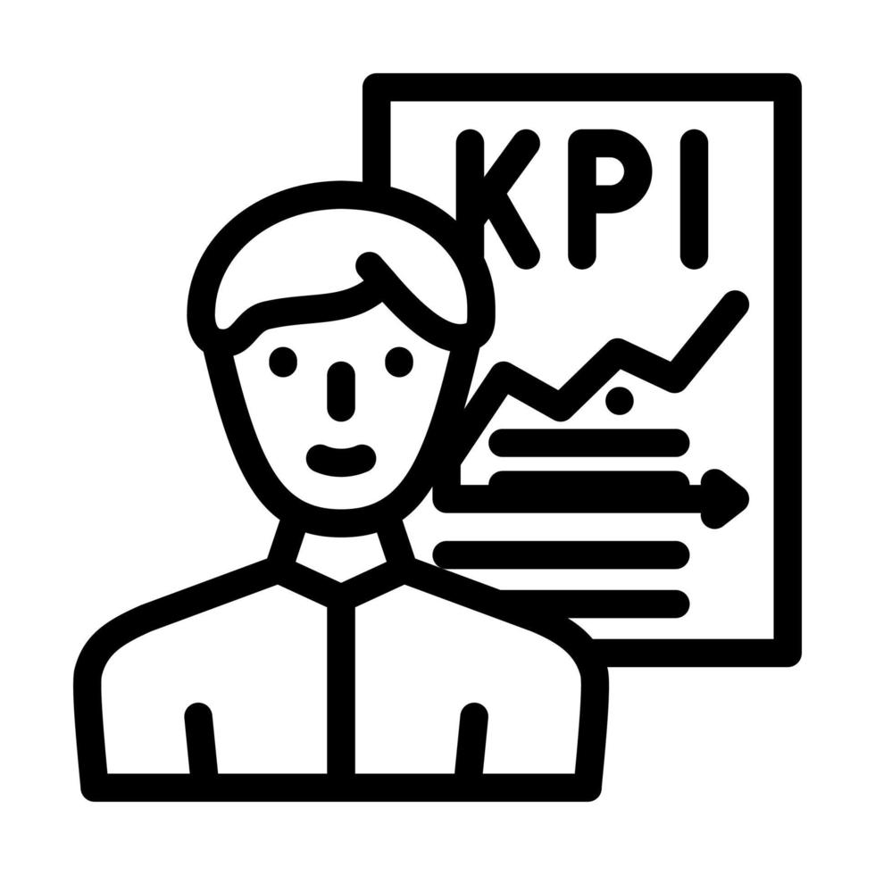 kpi vendedor línea icono vector ilustración