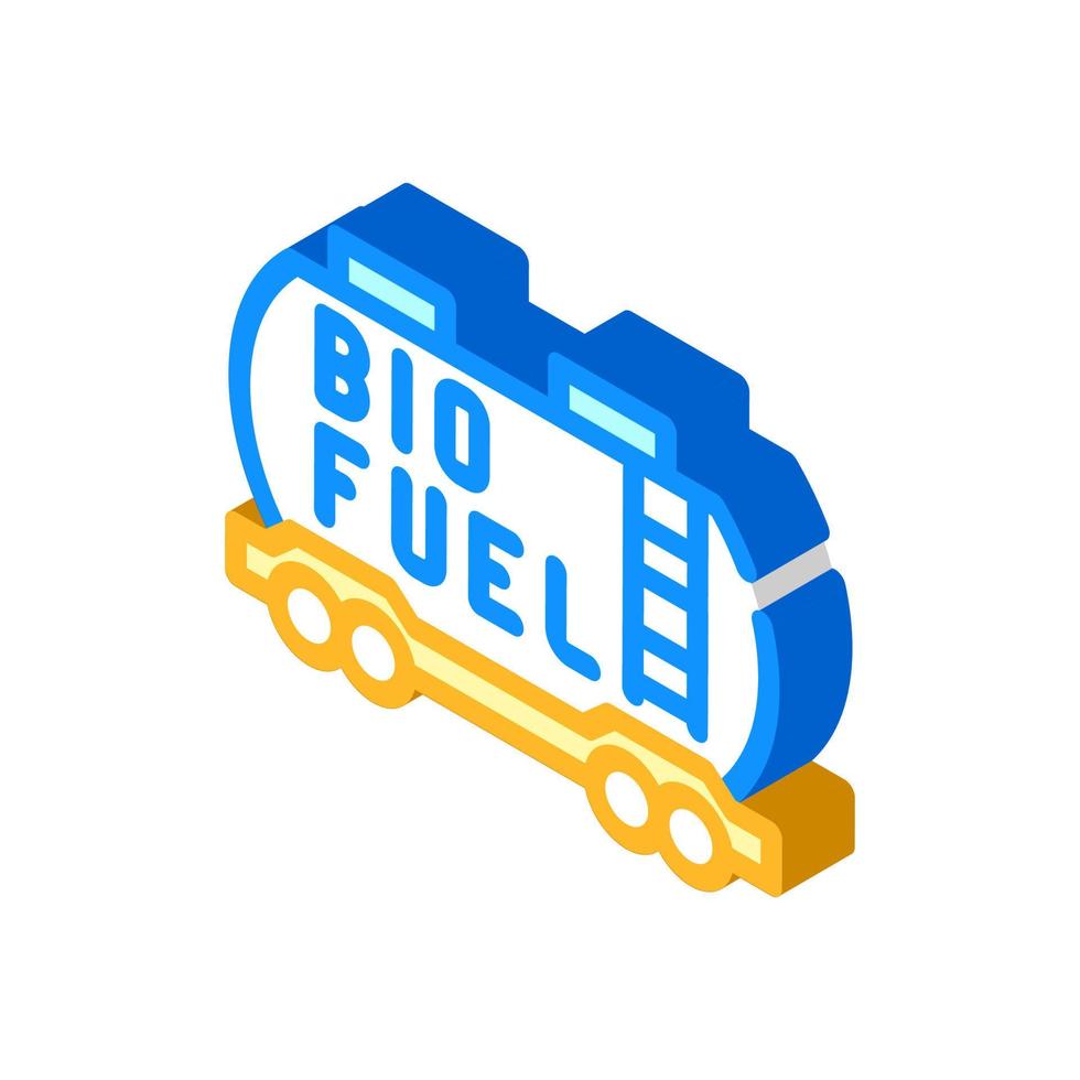 Ilustración de vector de icono isométrico de biocombustible de vagón de ferrocarril