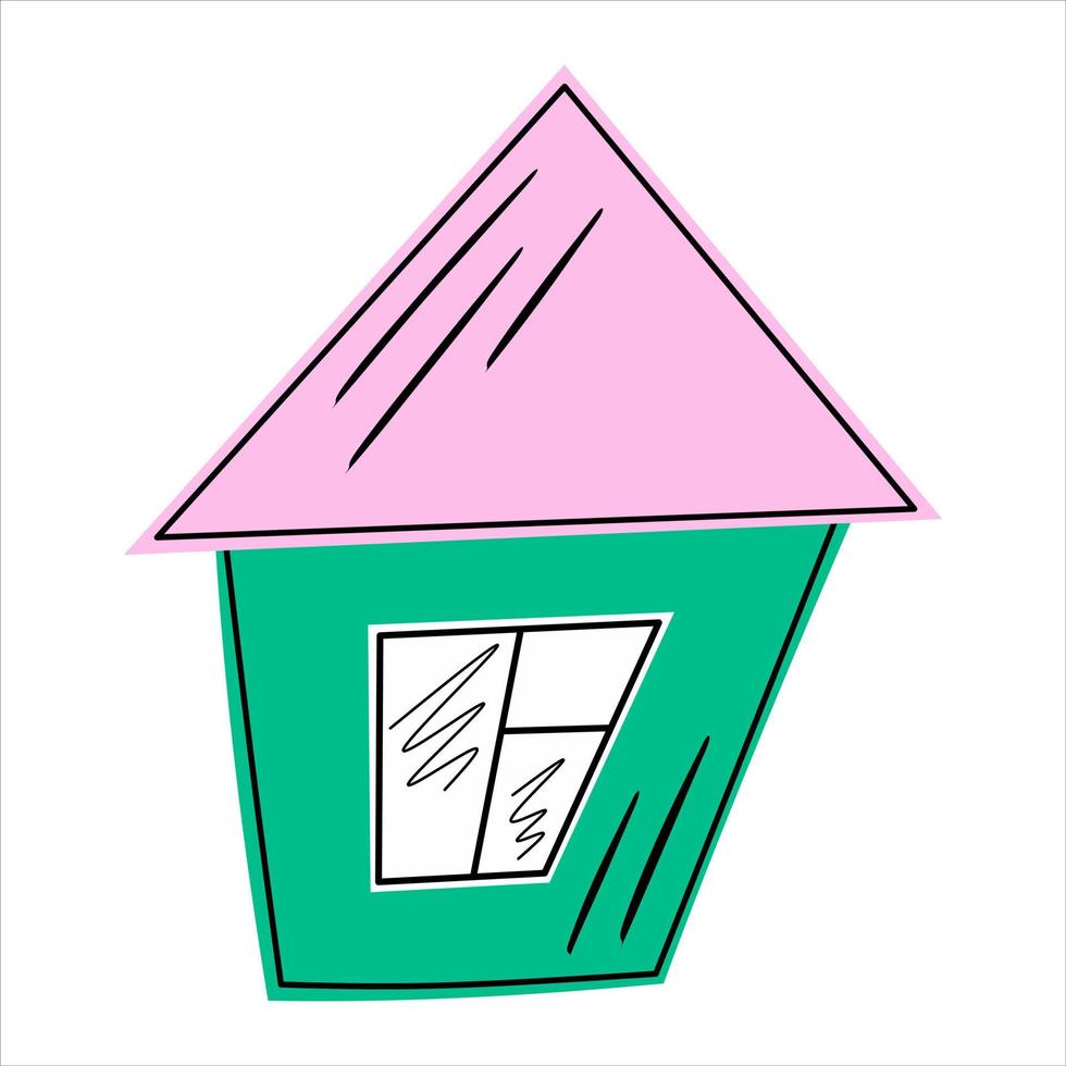 Cute colorful doodle rural house vector